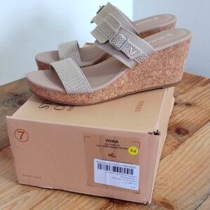 Women's Cream Wedge Sandals